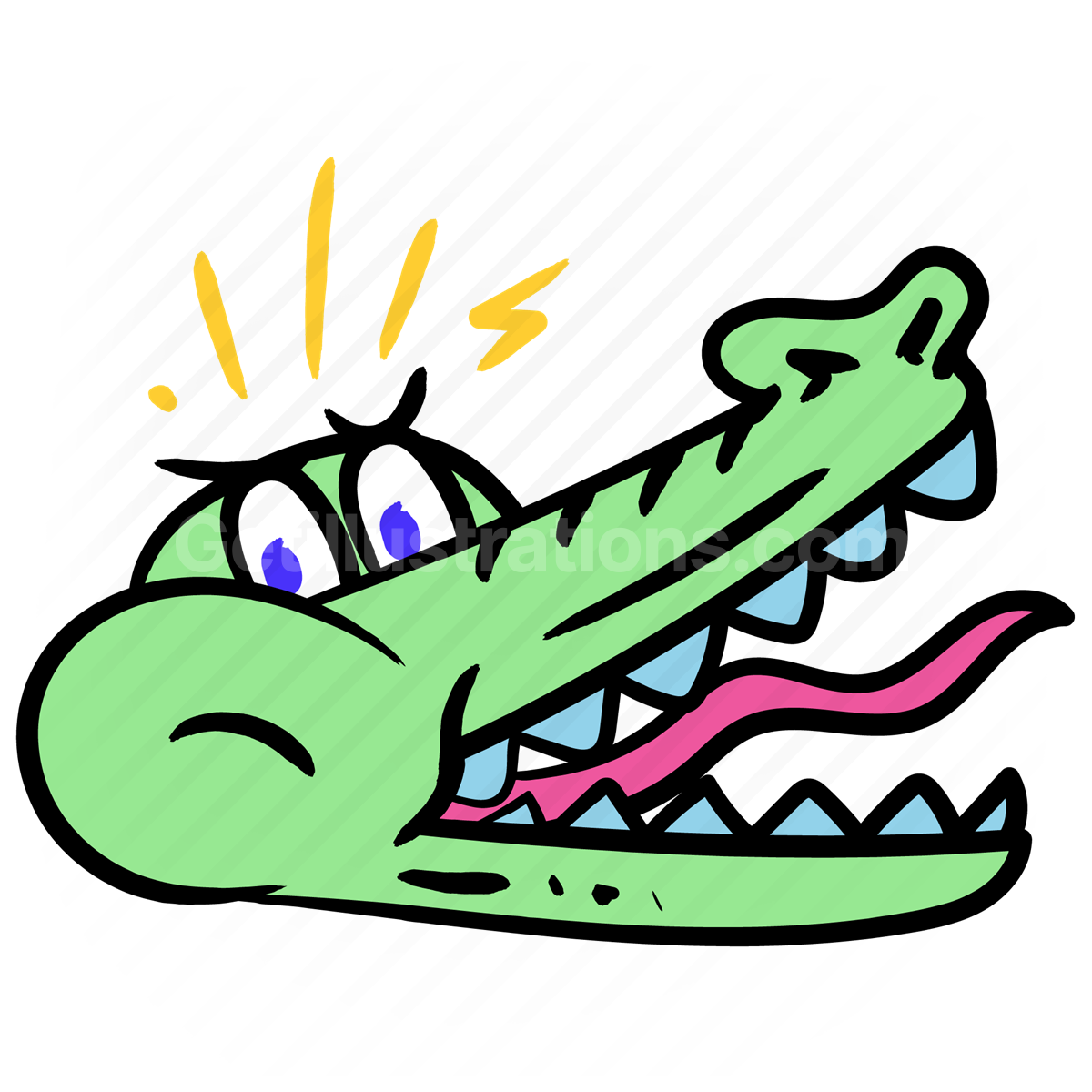 crocodile, alligator, animal, wildlife, nature, surprise, sticker, smiley